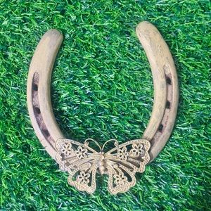 Vintage Real Horseshoe & Butterfly Hanger